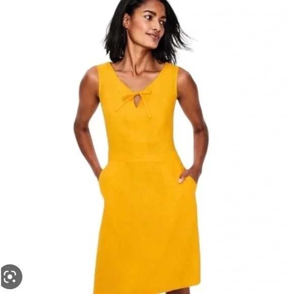 Boden Dresses & Skirts - Boden Rae Yellow Linen Blend A-Line Midi Dress Size 12P